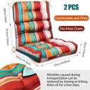 2 Pack High Back Outdoor Chair Cushions Bulk Waterproof Indoor Outdoor Chair Cushion Seat and Back Rocking Chair Cushion Thickened Patio Chair Pad for Indoor and Outdoor (Colorful Strip)