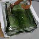 Glass Purse Vase for Flowers Green Vases for Centerpieces Glass Bag Vase with Leather Handle Small Handbag Vases for Decor Decorative Fish Bowl for Home Wedding Decor