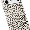 for iPhone 17 Pro Max Case Cheetah Print, Leopard Pattern Phone Case for Women Girls, Girly Cute Thin Slim Hard Shell Plastic Cover, Luxury Aesthetic Trendy Animal Design, Beige Polka Dots