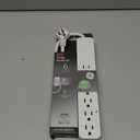 GE Pro 6-Outlet Surge Protector, 2 Ft Extension Cord, 620 Joules, Power Strip, Flat Plug, Integrated Circuit Breaker, Wall Mount, UL Listed, White, 40532