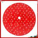 Sayrrame Christmas Tree Skirt, 48 Inch Red Luxury Faux Fur & Silver Sequin Snowflakes, 4ft Xmas Tree Skirt for Holiday Tree Ornaments Christmas Party Home Decorations