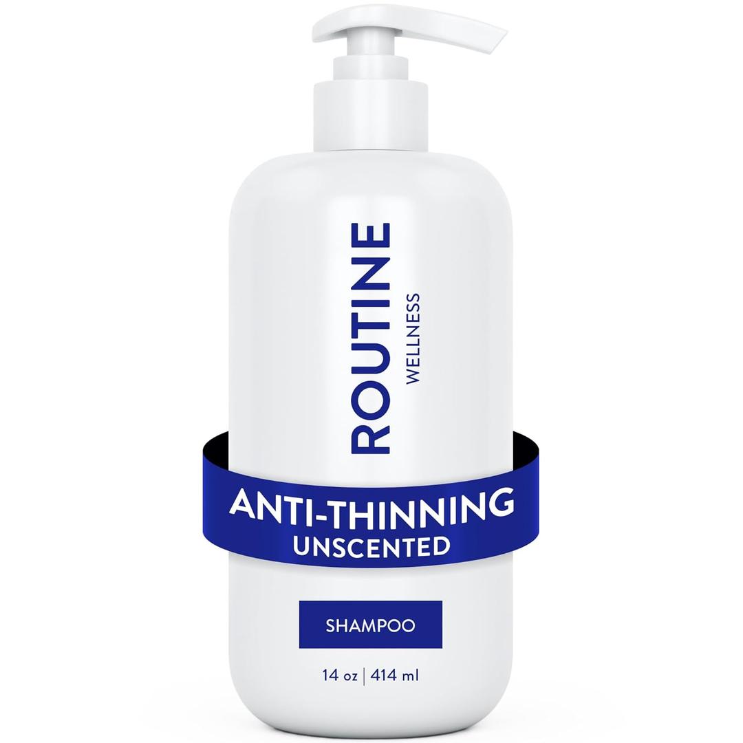Routine Wellness Anti-Thinning Shampoo for Thinning Hair - Biotin DHT Blocker Women & Men - Color Safe Shampoo for Hair Loss & Healthy Hair - Unscented - 14oz