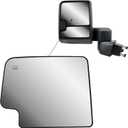 Replacement Driver Left Side Door Towing Mirror Main Big Glass Flat Heated with Back Plate for Chevrolet Silverado and GMC Sierra 1500 2500 HD 3500 HD from 2019 to 2024