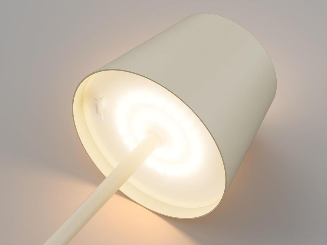 1-Pack LED Cordless Table Lamp, Rechargeable Battery Desk lamp 3W 5500mAh Battery Operated Stepless Dimming Modern Portable Table Light for Restaurant/Bedroom/Outdoor IP54 Waterproof (Off White)
