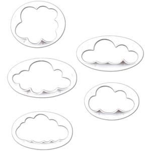 5 PCS Plastic Fluffy Fondant Cloud Cutters, 3D Cloud Embossing Molds for Sugarcraft Cake Decorating, Cupcake Topper