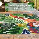 Arenarug 6x9 Monstera Tropical Outdoor Rug Waterproof Non-Slip Machine Washable Patio Rug, UV & Stain Resistant Outdoor Carpet for Patio Deck Balcony Backyard, Colorful