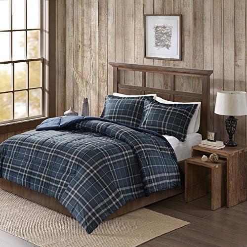 Woolrich Comforter Set, Cabin Lodge, Warm Cover for Colder Season, Modern Cottage-Inspired Down Alternative Ultra Soft Microfiber Bedding, Matching Sham, Plaid Navy Twin 2 Piece