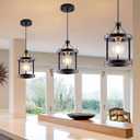 MO&OK Chandelier Set of 3 Vintage Pendant Light Fixture, Black Farmhouse Wooden Metal Chandeliers, Open Frame Hanging Lighting for Diningroom,Bar,Entrance Hall,Kitchen Island Living Room