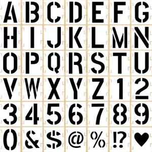 7 Inch 42 Pcs Reusable Letter Number Symbol Stencils, Plastic Painting Templates for Wood Wall Fabric Rock Chalkboard Signage School Door Porch DIY Art Craft Decoration Projects