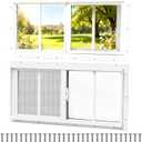 NeatiEase 2 Pack Sliding Windows, 10"x20" Shed Windows with Tempered Glass and Removable Fiberglass Screen for Chicken Coop, Shed, Basement, Playhouse, Household, Garage, Barns (White)