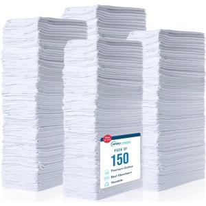 Simpli-Magic Cotton Shop Towels 14"x12" (150 Pack) White Reusable Cleaning Shop Rags for Automobiles, Industries, Garage and Homes