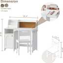 Treocho Kids Study Desk and Chair Set, Kids Desk with Hutch and Tiltable Desktop for 3-8 Years Old, Wooden Children Study Table with Storage Cabinet, Student Writing Desks Bedroom, Home School, White, Without Drawer