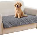 PAWFINITY Waterproof Loveseat Couch Cover for Dogs, Pee Proof Pet Blanket, Paw Print Quilted, Pet Hair Resistant, Scratch-Resistant, Washable Furniture Protector for 2 Cushion Sofa, 40x50 Inch, Grey