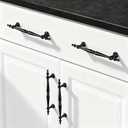 Shimeyao Cabinet Pulls Hole Center Vintage Cabinet Pulls Handles Drawer Handles Closet for Kitchen Bathroom Drawer Dresser Pull Hardware(10,Black,5"(128mm) Hole Center)