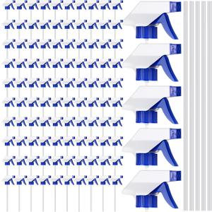 100 Pack Spray Bottle Nozzle Replacement 28-400 Sprayer Reusable Spray Bottle Tops Replacement with 10 Inch Tube Only for 16 or 32 Oz Home Office Car Window Cleaning (Blue White)