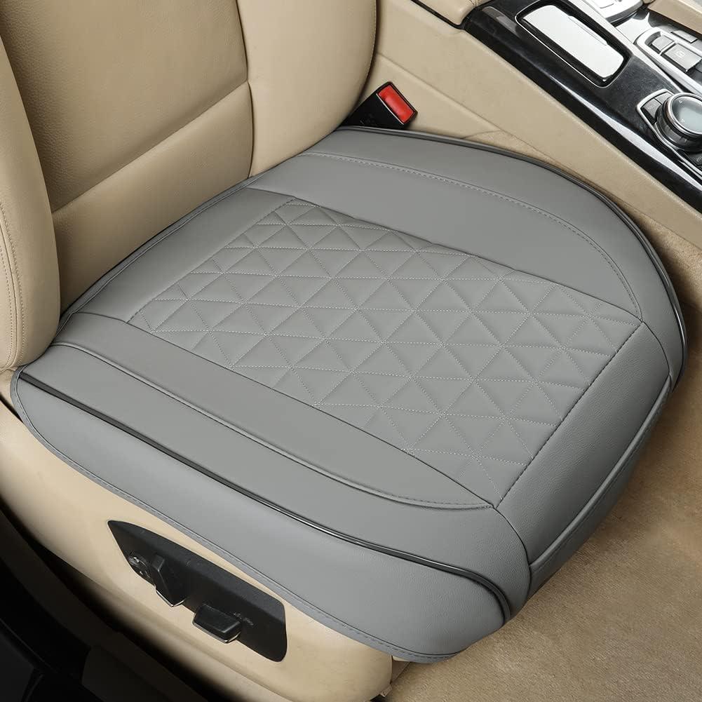 Black Panther Luxury Faux Leather Car Seat Cover Front Bottom Seat Cushion Cover, Anti-Slip and Wrap Around The Bottom, Fits 95% of Vehicles - 1 Piece,Light Gray