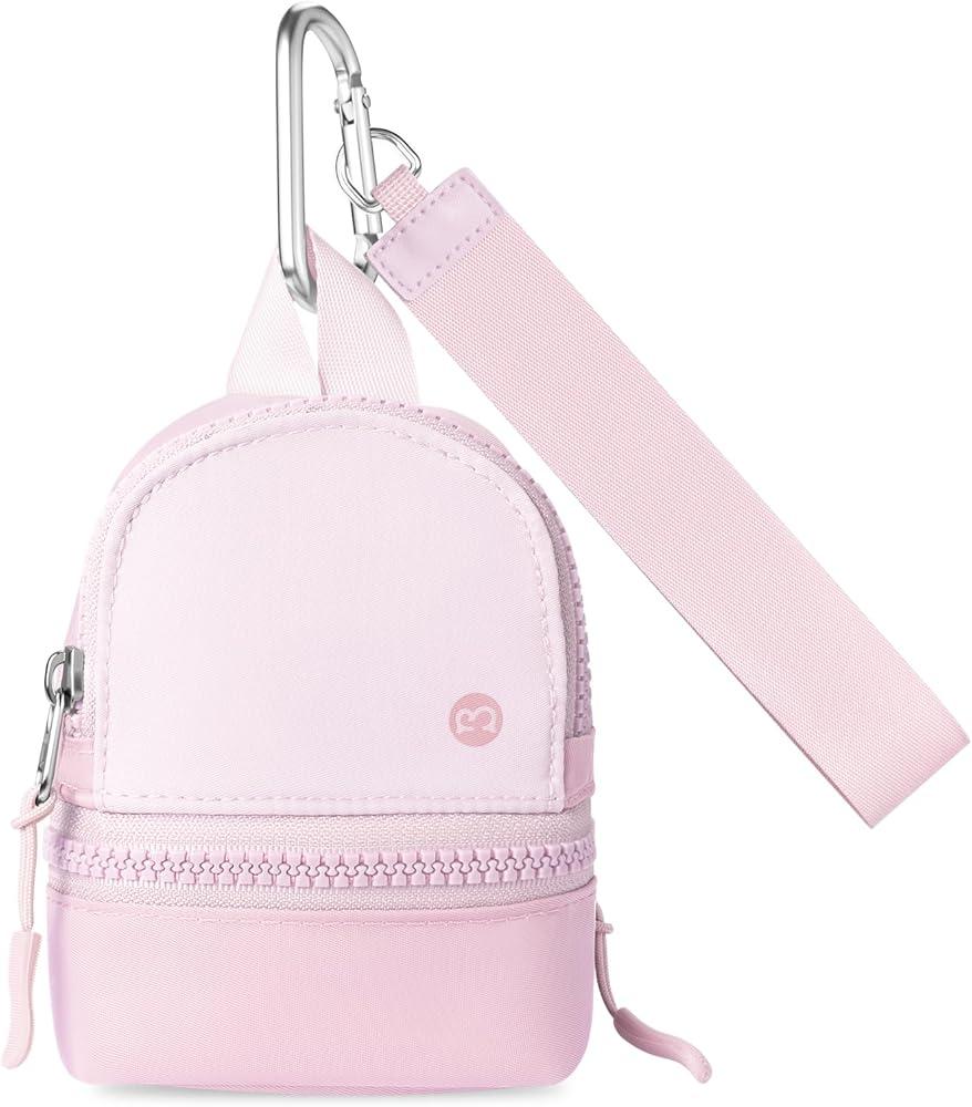 Babysun Mini Backpack Keychain Wristlet Pouch Small Change Coin Purse Cute Zipper Wallet With 3 RFID Card Slots For Women/Men Airpods Cosmetics