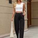 Eddoyee Harem Pants for Women, High Waisted Elastic Cropped Pants Ankle Length with Cargo Seam Layered Design (Black, S)