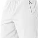 COOFANDY Mens Athletic Running Shorts 9" Lightweight Quick Dry Drawstring Mesh Gym Shorts with Zipper Pockets (White) M
