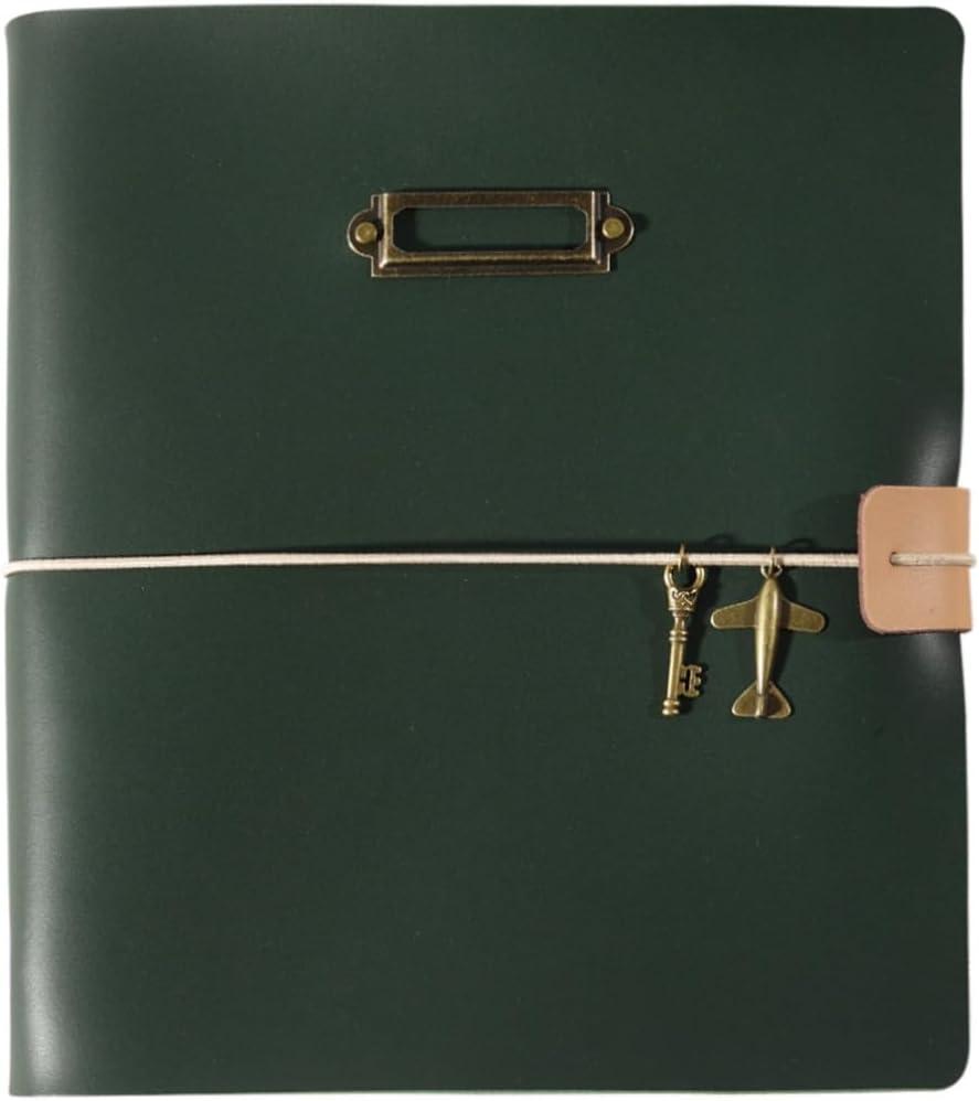 Mactto Photo Album, Artificial Leather, 4x6 200 Photos, Ring Binder Design with 10 Writing Paper, Travel Family Wedding Kids Graduation Ultrasound Baby Picture Album Scrapbook Photo Album (dark green)