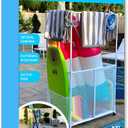 Pool Equipment Holder with Towel Drying Bars, Mesh Rolling Pool Storage Organizer Bin, Extra Large with Towel Hanger, (34.5" W x 25" L x 62.6" H), White Style 418566