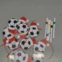 Thyle 12 Pcs Soccer Christmas Ornaments 4 Inches Acrylic Sports Ball Ornaments Christmas Tree Hanging Decoration with 5 Color Pens for Team Gifts Xmas Holiday Party Supplies