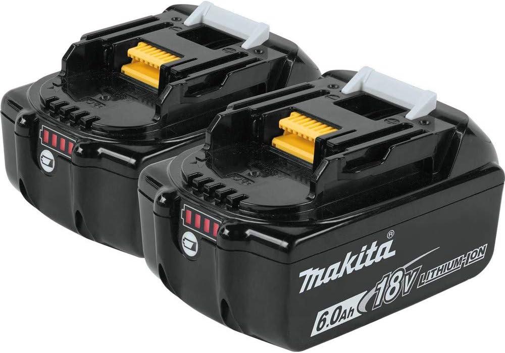 Makita BL1860B-2 18V LXT Lithium-Ion 6.0Ah Battery, 2/pk, Black