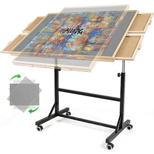 ALL4JIG 2000 Pieces Puzzle Table with Legs and Wheels, 28.50"40.16" Wooden Jigsaw Puzzle Table with 4 Drawers & Cover,Upgraded Stability & Optimized Lightweight Design,Vertical Placement Option