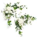 Ling's moment 2PCS White Sage Arch Flowers Artificial Floral Swags Wedding Centerpieces Faux Flower Garland Greenery Arrangements for Table Backdrop Easel Wall Entryway Outdoor Board