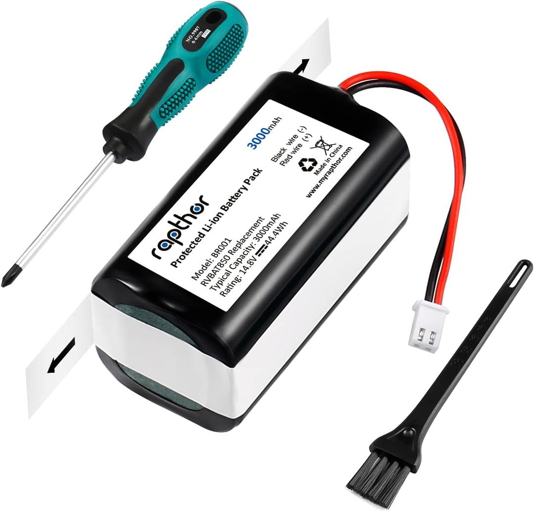 rapthor Replacement RVBAT850 Battery for Shark Vacuum ION/IQ/AI Robot for R75, R85, RV761, RV850C, RV1001AE, RV1000S, RV1100VL, UR1000SR, RV700_N, RV720_N (2-Prong Connector, NOT for 3-Prong) (1PCS)