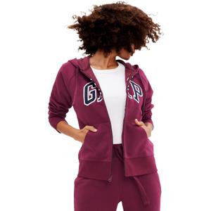 GAP womens Logo Hoodie Hooded Full Zip Sweatshirt (Large, Ruby Wine)