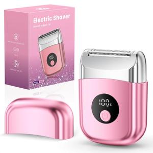 Cordless Electric Razors for Women, Travel Electric Shaver with LED Display, Rechargeable Body Trimmer Shaver for Private Area, Face Underarms Bikini,Lips,arms, Legs (Pink)
