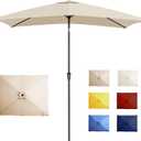 6.5x10FT Rectangular Patio Umbrella with Push Button Tilt & Crank Lift for Garden,UV Protection Outdoor Umbrella for Deck,Pool and Yard,Beige