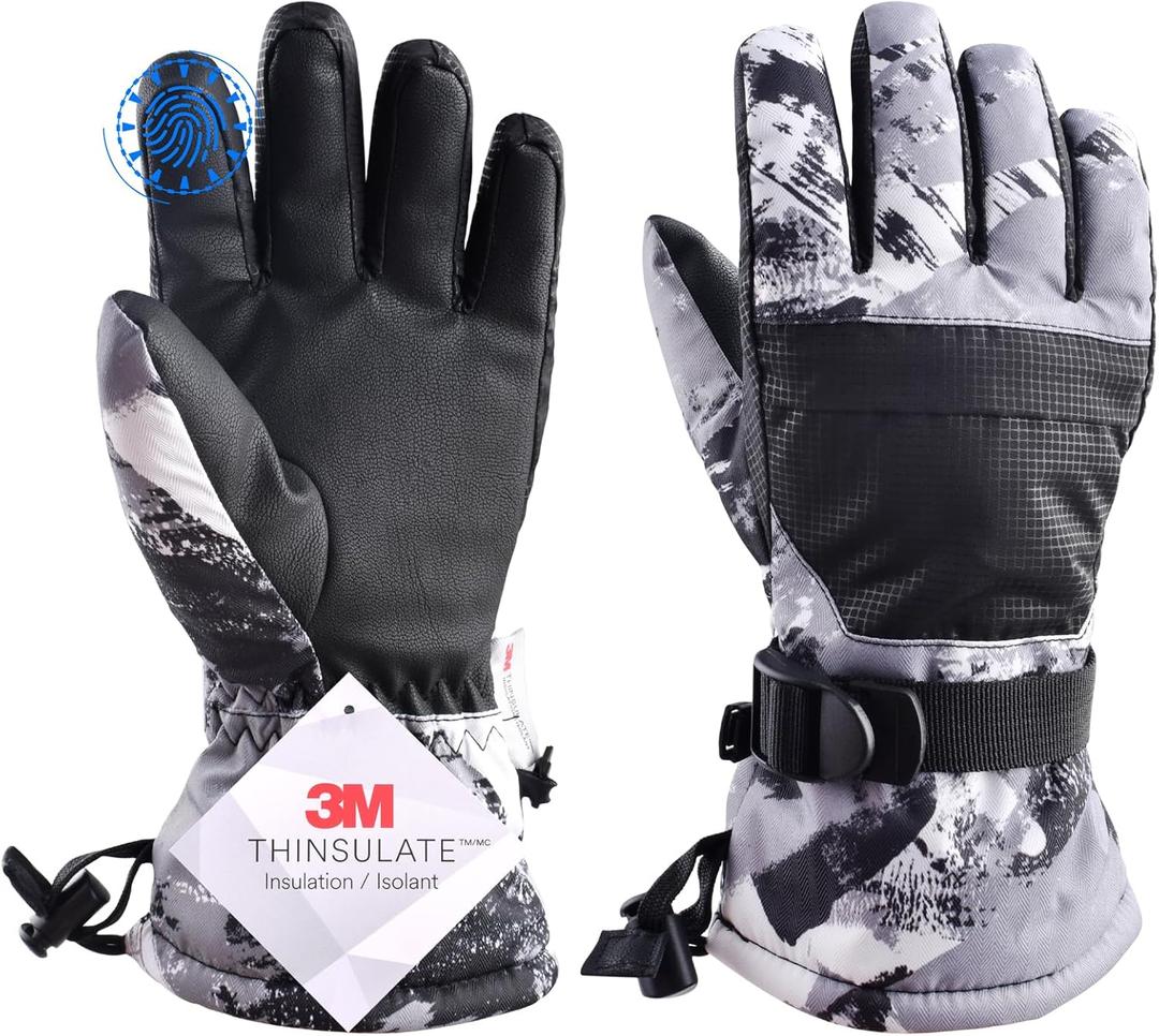 TRIWONDER Kids Ski Snow Gloves Winter Cold Weather Windproof Warm Snowboard Sport Mittens for Boys Girls (7-9 years old)