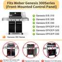 Replacement Kit for Weber Genesis Parts 300 Series with Front Control Knob 7524 Cooking Grates 65505 Heat Deflectors 7620 Flavorizer Bars for Weber E-310 E-320 E-330 S-310 S320 S-330 EP-310