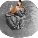 Big Huge Giant Bean Bag Chair Cover for Adults, (No Filler) Machine Washable Covers Bean Bag Chairs in Multiple Sizes and Colors Giant Foam-Filled Furniture Filled Furniture (6FT,Light Gray)