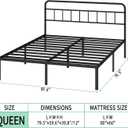 Queen Bed Frame with Classic Headboard,Strong Metal Slats Support,Under Bed Storage Space,No Box Spring Needed,Easy to Assemble,Black