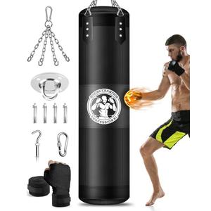 YORWHIN Hanging Punching Bag for Adults, 4FT Oxford Boxing Heavy Bag, Heavy Boxing Bag Set with Hand Wraps Chains, Kick Punching Bags for MMA Karate Kickboxing Muay Thai Training (Unfilled)