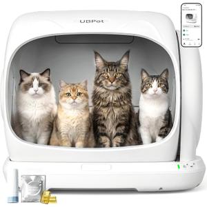 UBPET Automatic Litter Box, 106L Extra Large Self-Cleaning Cat Litter Box for Multiple Cats, Smart App Control, Odor-Control System, Anti-Pinch Safety Design, Includes Waste Bags and Deodorizer Blocks