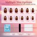 Press On Nails Almond- Fall Pink Red Black Medium Almond, Reusable Nails Press Ons, Fake Nail with Adhesive Tabs, 12 Sizes 24 Pcs Nail Kit with 1 Prep Pad, 1 Manicure Stick, 1 Mini File (3Pcs)