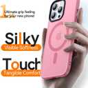 CANSHN Magnetic Compatible with iPhone 14 Pro Max Case [Translucent Matte] [Compatible with Magsafe] Slim Thin Shockproof Protective Bumper Cover Phone Case 6.7 Inch - Pink