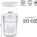 2-Pack 20oz Glass Jars with Lids, glass yogurt containers with lids, wide mouth mason jars, BPA free Food Storage Containers for Snacks, Yogurt, Salad, Meal Prep, Jar Dco (White)