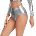 Wildarms Womens Metallic Booty Shorts Shiny Rave Bottoms High Waisted Festival Dance Mardi Gras Shorts Hot Pants, Large