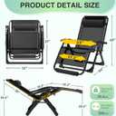 Suteck Oversized Zero Gravity Chair,33In XXL Lounge Chair w/Removable Cushion&Headrest, Reclining Camping Chair w/Upgraded Lock and Footrest, Reclining Patio Chairs Recliner for Indoor Outdoor,500LBS