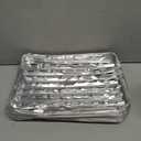 25Pcs Broiler Pans for BBQ Grill, 9.2 x 13.5 Grill Pan Liners with Ribbed Surface, Disposable Aluminum Foil Trays for Oven with Hole