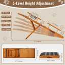 Pawaboo Dog Ramp for Small Dog, 57'' Foldable Dog Ramp for Bed, 5 Adjustable Height from 19.7'' to 30'', Portable Stable Pet Steps with Dogs Tag & Safety Side Rails, Pet Ramps for Bed Couch, Walnut