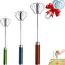 Semi-automatic Whisk, Stainless Steel Egg Beater, Hand Push Rotary Whisks Mixer Stirrer for Making Cream, Whisking, Beating and Stirring (3 Color)
