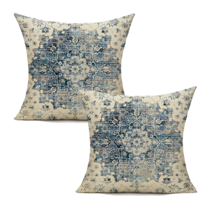 VAKADO Outdoor 24x24 Set of 2 Throw Pillow Covers Boho Black Decorative Spring Farmhouse Bohemian Carpet Gray Floral Farmhouse Home Decor for Living Room Bedroom Bed Cushion Cases