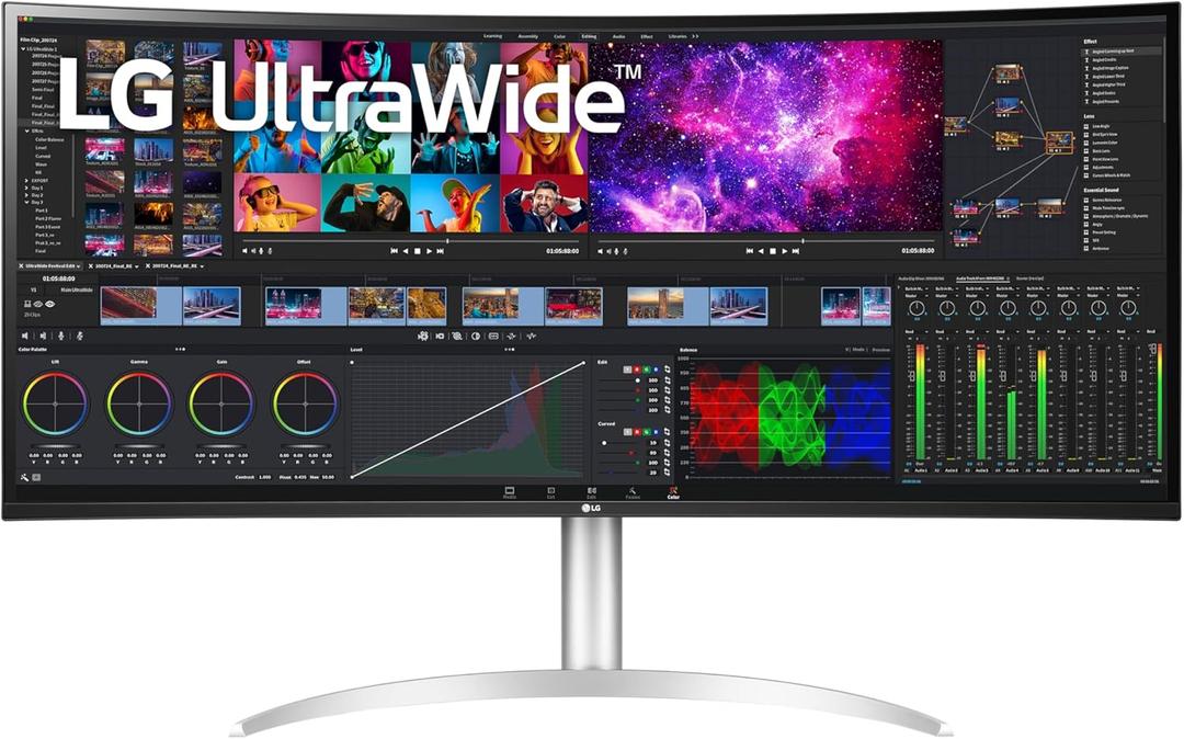 LG 40WP95C-W 40 UltraWide Curved WUHD (5120 x 2160) 5K2K Nano IPS Computer Monitor, DCI-P3 98% (Typ.) HDR10, Thunderbolt 4 w/ 96W PD, 3-Side Virtually Borderless Design Tilt/Height/Swivel Stand,Black