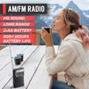 PowerBear Portable Radio | AM/FM, 2AA Battery Operated with Long Range Reception for Indoor, Outdoor & Emergency Use | Radio with Speaker & Headphone Jack (Black)